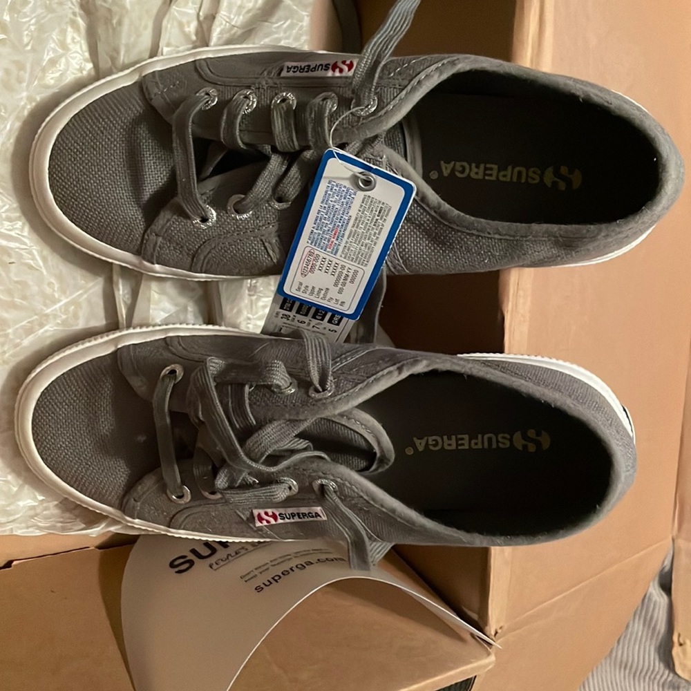 Womens Superga gray sage size 38 (US 7.5) - New!